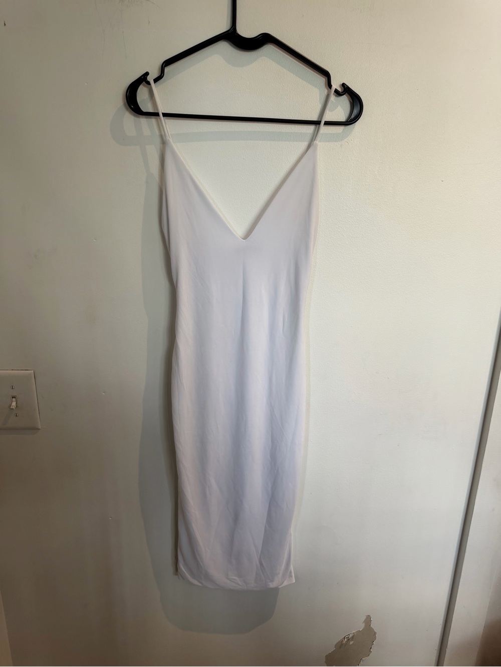 Fashionnova White V-Neck Slip Midi Dress